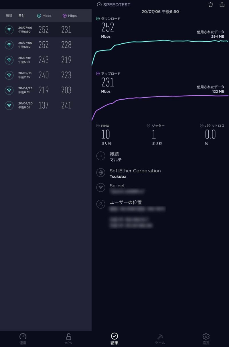 ZA3V0052JPのWiFi速度
