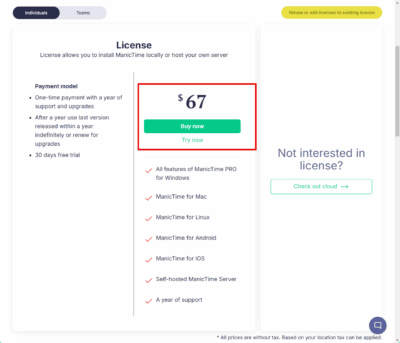 ManicTime Proの購入