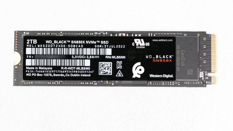 SN850X 2TB WDS200T2X0Eの表面